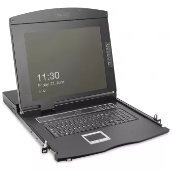 Digitus 19-calowa konsola KVM HD LCD z 16-portowym przełącznikiem HDMI i szwajcarską klawiaturą