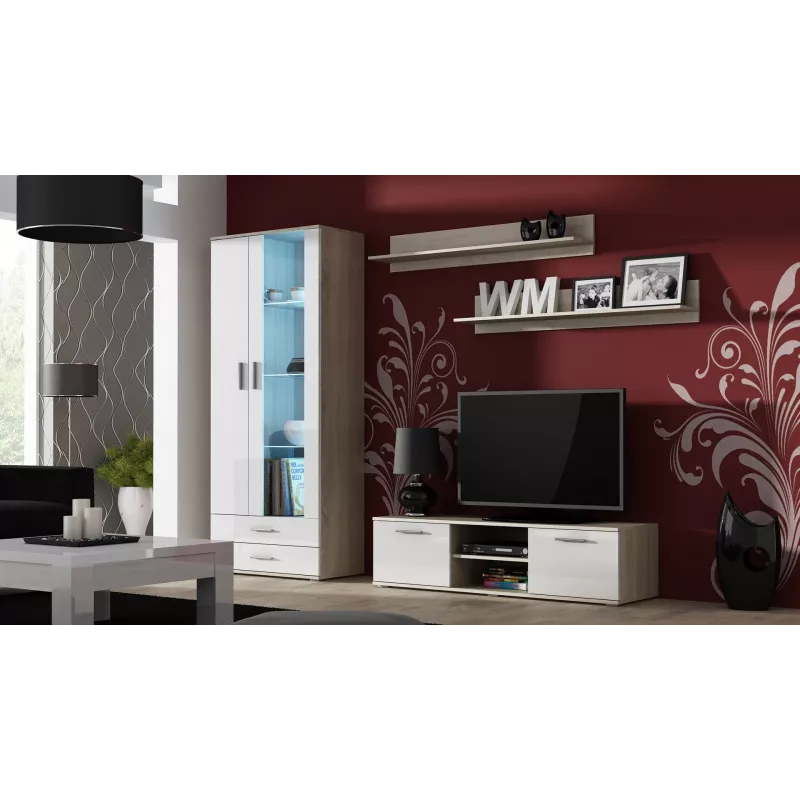 Cama stojak TV SOHO 140 dąb dąb sonoma/biały połysk
