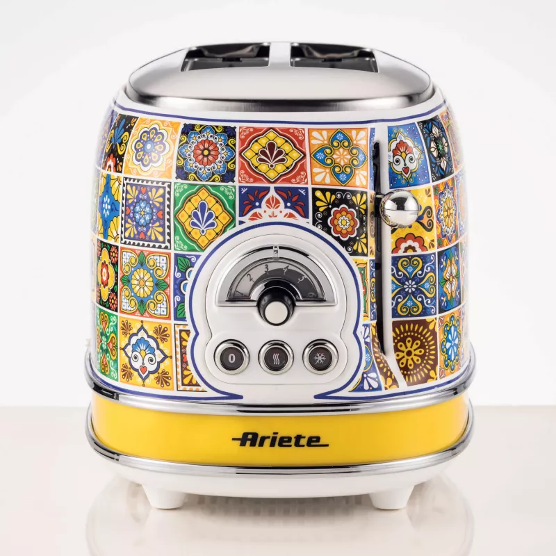 Ariete 155 Toster Positano, 810W, 2 kromki, 6 poziomów zrumienienia, Tacka na okruchy, Funkcja rozmrażania, Automatyczne wysuwanie, Bez klamer