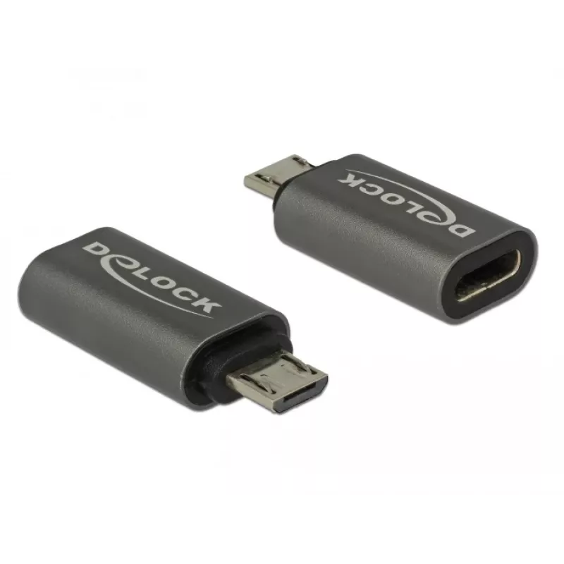 DeLOCK - Adapter USB - USB-C (gniazdo) na Micro-USB Typ B (wtyk) - USB 3,1 Gen 1 - 2,8 cm - Antracyt (65927)