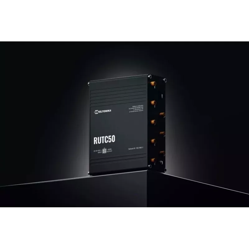 Router bezprzewodowy Teltonika RUTC50, Gigabit Ethernet, Dual-band (2,4 GHz / 5 GHz), 5G, Czarny