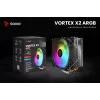 Chłodzenie procesora SAVIO SAVGCOVORTEXX2ARGB z 4 rurkami cieplnymi, wentylatorem 120 mm ARGB, czarne