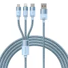 Kabel USB 3w1 Baseus StarSpeed Series, USB-C + Micro + Lightning 3,5A, 1,2m (Niebieski)