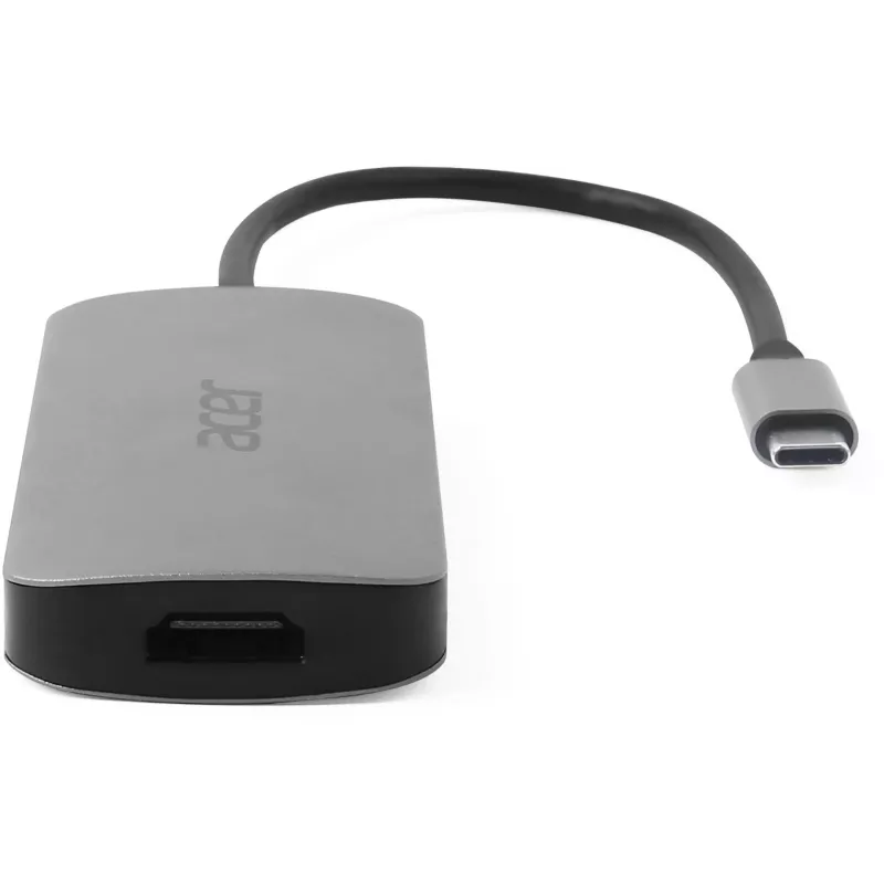 7-w-1 Dongle USB-C Acer — USB 3.2 Gen 1 Type-C, 3x USB-A, HDMI, SD/MicroSD, 100W PD, srebrny