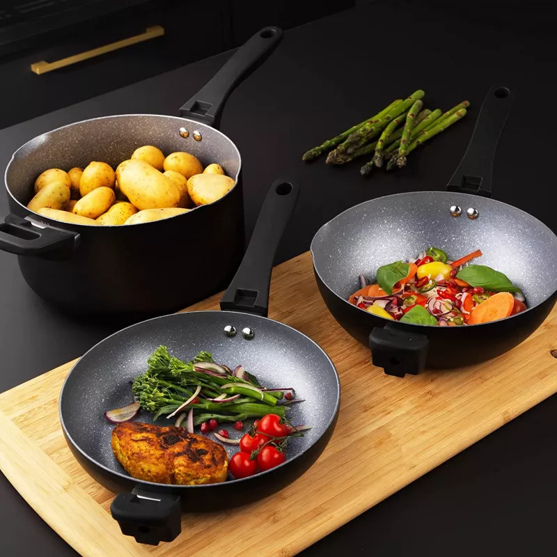 Zestaw naczyń kuchennych Russell Hobbs RH01840EU7 — 4-częściowy, kompaktowy, metaliczny marmur