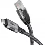 Wentronic goobay - Kabel sieciowy - 24-pin USB-C (M) do RJ-45 (M) - 1,0 m - 6 mm - FTP - CAT 6 - USB 3.1 - kabel pleciony - Czarny, Srebrny (70696)