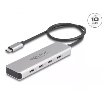 DeLOCK USB-C Hub 10 Gb/s 4 porty Aluminiowy Szary