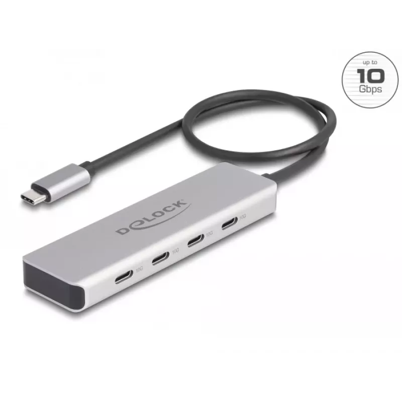 DeLOCK USB-C Hub 10 Gb/s 4 porty Aluminiowy Szary