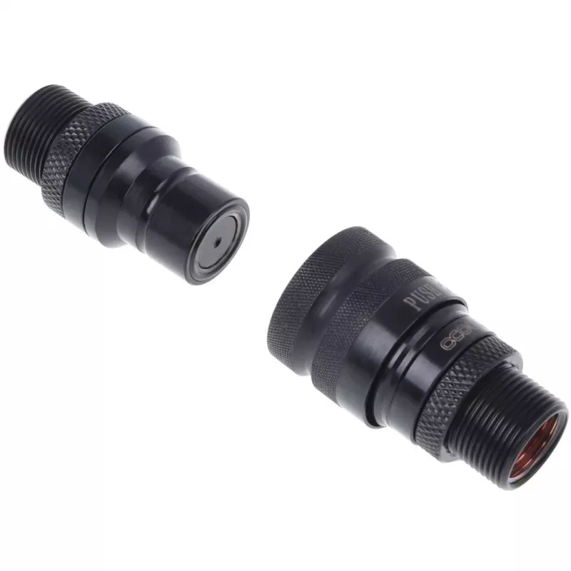 Eiszapfen Schnellverschlusskupplungsset mit Doppel Schottverschraubung G1/4 IG - Deep Black (schwarz (matt), für weiche Schläuche (PVC, Silikon, Neopr