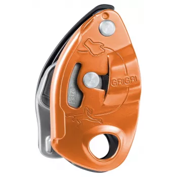 Przyrząd asekuracyjny tubkowy Petzl GRIGRI – aluminium i stal, 175 g, pojedyncze opakowanie, czerwony/pomarańczowy