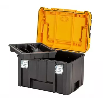 Skrzynka narzędziowa DeWalt DWST83343-1 — aluminium/tworzywo sztuczne, wodoszczelna, pokrywa na zawiasach, zamykana na klucz, 1 komora, 440×333×323 mm