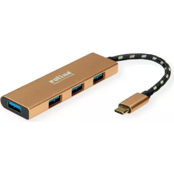 ROLINE 14.02.5049-5 - USB 3.2 Gen 1 (3.1 Gen 1) Type-C - USB 3.2 Gen 1 (3.1 Gen 1) Type-C - 5000 Mbit/s - Złoty - ABS - Aluminium - Kabel okrągły