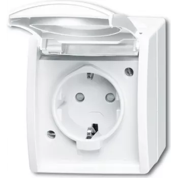 BUSCH JAEGER 20 EBW-54 - CEE 7/3 - 2P+E - biały - IP44 - 250 V - 16 A
