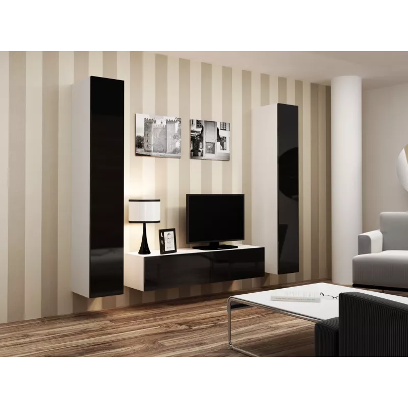 Cama pełna Szafka VIGO '180' 180/40/30 biały/czarny połysk