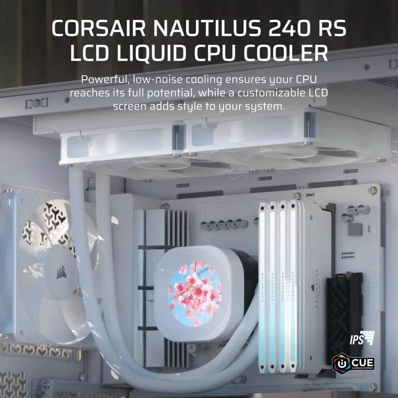 All-in-one liquid cooler Corsair Nautilus 240 RS LCD 12 cm biały