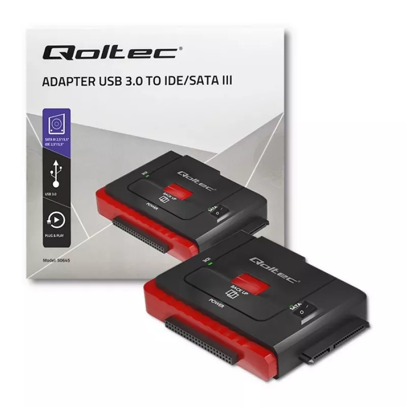 Adapter USB 3.0 do IDE SATA III QOLTEC 50645