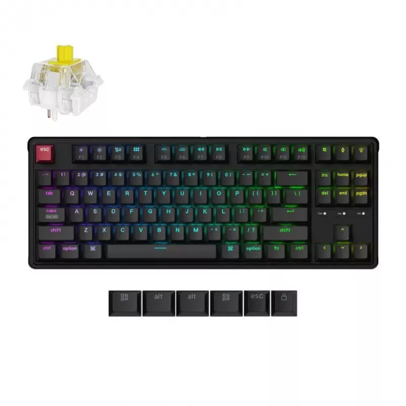 Przewodowa klawiatura mechaniczna Keychron C3PX-H1 RGB, kompaktowy układ, przewodowe połączenie USB‑C