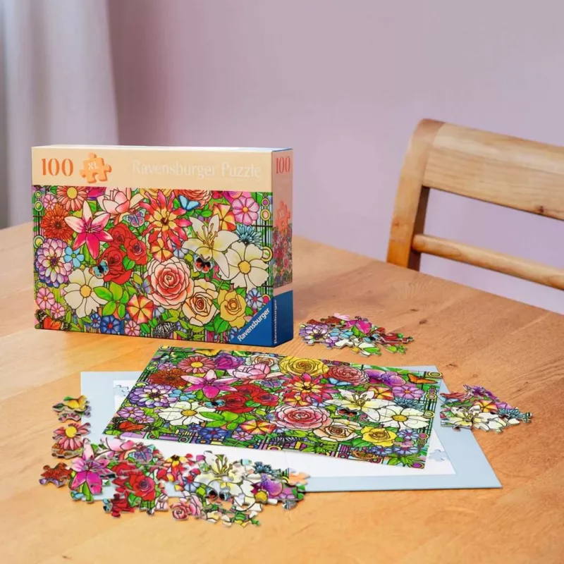 Puzzle Ravensburger Feel Well & Puzzle - Kwiatowe Okno, 100 elementów, elementy dotykowe