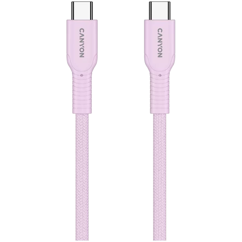 Kabel CANYON OnWire 60CL C-C 60W COLOR Pleciony 1m Różowy