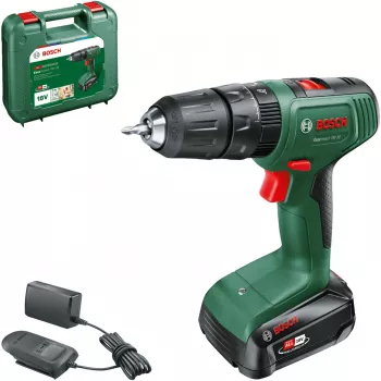 Wiertarko-wkrętarka udarowa akumulatorowa EasyImpact 18V-38 (zielono-czarna, akumulator litowo-jonowy 2,0 Ah, walizka, POWER FOR ALL ALLIANCE)