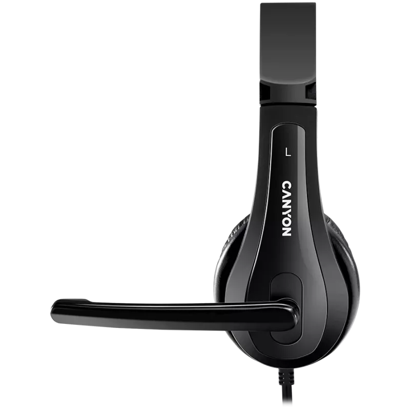 Słuchawki komputerowe CANYON HSC-1 z mikrofonem, płaski kabel 2m, czarne