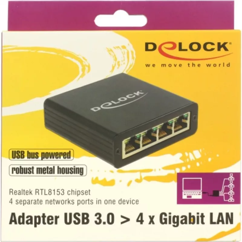 Koncentrator interfejsów DeLOCK 62966 Czarny