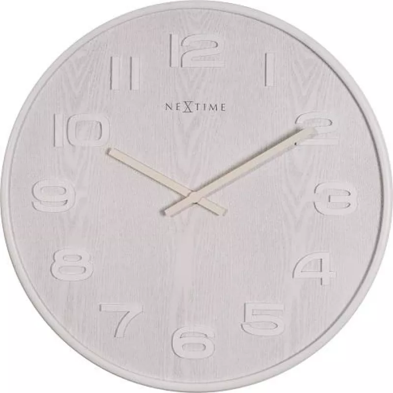 NeXtime 3096WI - Zegar ścienny - kwarcowy - okrągły - biały - drewno - drewno