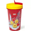 Kubek ze słomką Room Copenhagen LEGO Iconic Girl jaskrawoczerwony 500 ml (czerwony/żółty)