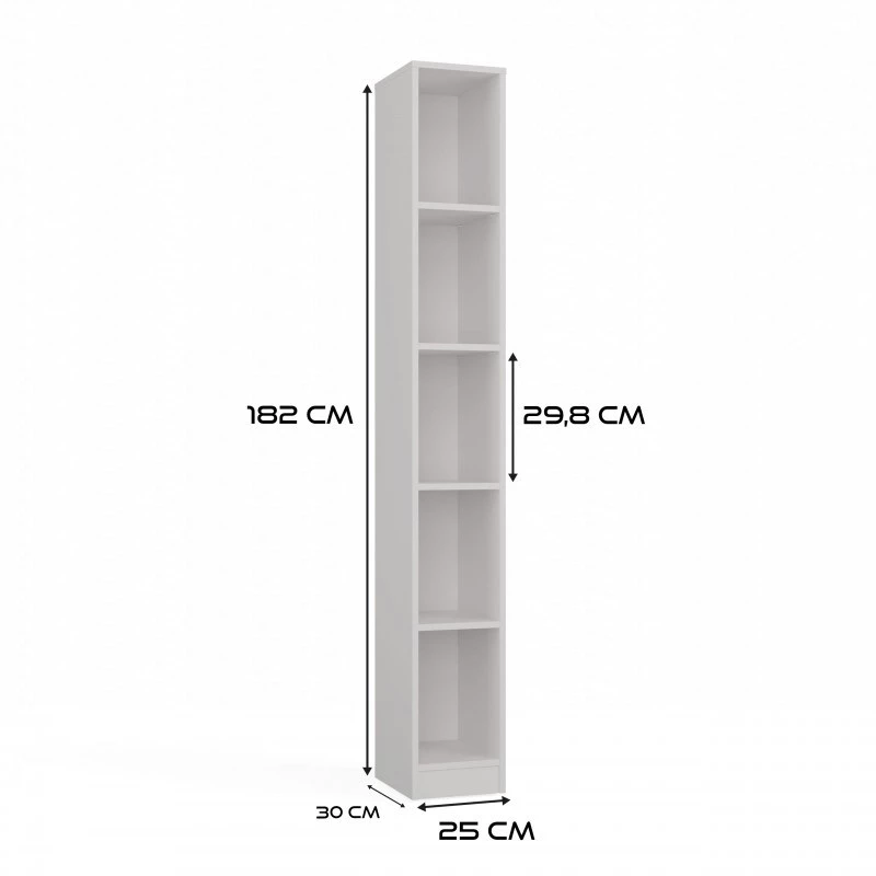 top e shop regał REGAŁ R25 25 cm biały — jednosekcyjny regał na książki