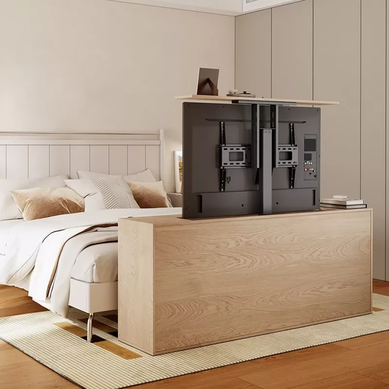 Maclean MC-866T Inteligentny Zmotoryzowany Podnośnik Telewizyjny TUYA Aplikacja Mobilna Podstawa Podłogowa Alexa Google Home 37''-80'' 60kg Szafka VESA (wtyczka EU)