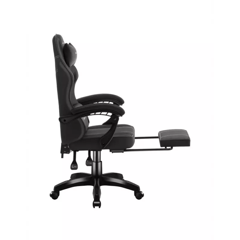 Gaming armchair huzaro Force 3.7 Carbon Czarny — ergonomic, adjustable height 107.5–116.5 cm, 5 wheels, lumbar and neck pillows