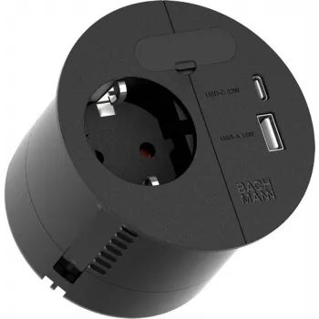 Listwa zasilająca Bachmann 938.201 z 1×gniazdem CEE7/3, 1×USB-A/C 22W, kabel 2,0 m