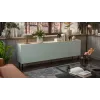 Komoda cama meble FELLINI 2000×400×700 mm, oliwkowa z blatem z dębu olejowanego, rama MDF