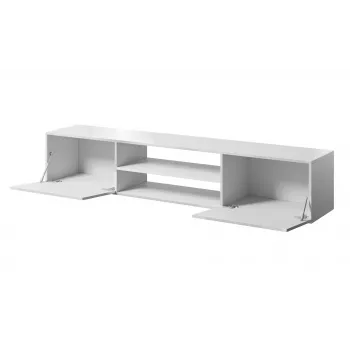 Szafka RTV cama meble SLIDE 200K, 200 x 40 x 37 cm, biały połysk, blat z płyty wiórowej