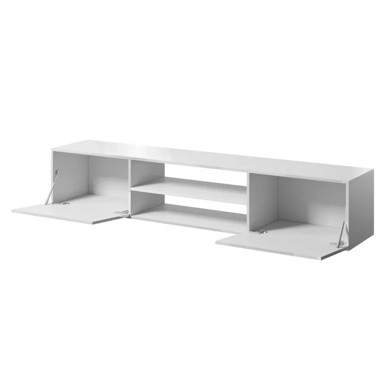 Szafka RTV cama meble SLIDE 200K, 200 x 40 x 37 cm, biały połysk, blat z płyty wiórowej