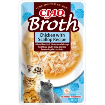 Mokry przysmak dla kota INABA Ciao Broth Chicken & Scallop 40 g saszetka