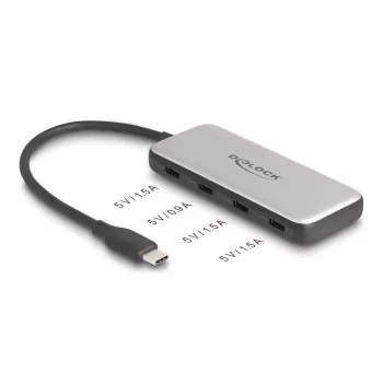 DeLOCK 64261 USB 3.2 Gen 1 Type-C Hub 10000 Mbit/s Czarny Szary