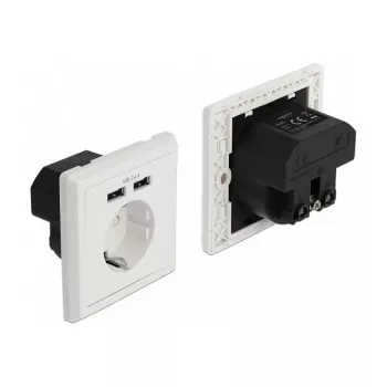 Gniazdo sieciowe CEE 7/3 + USB DeLOCK 11471