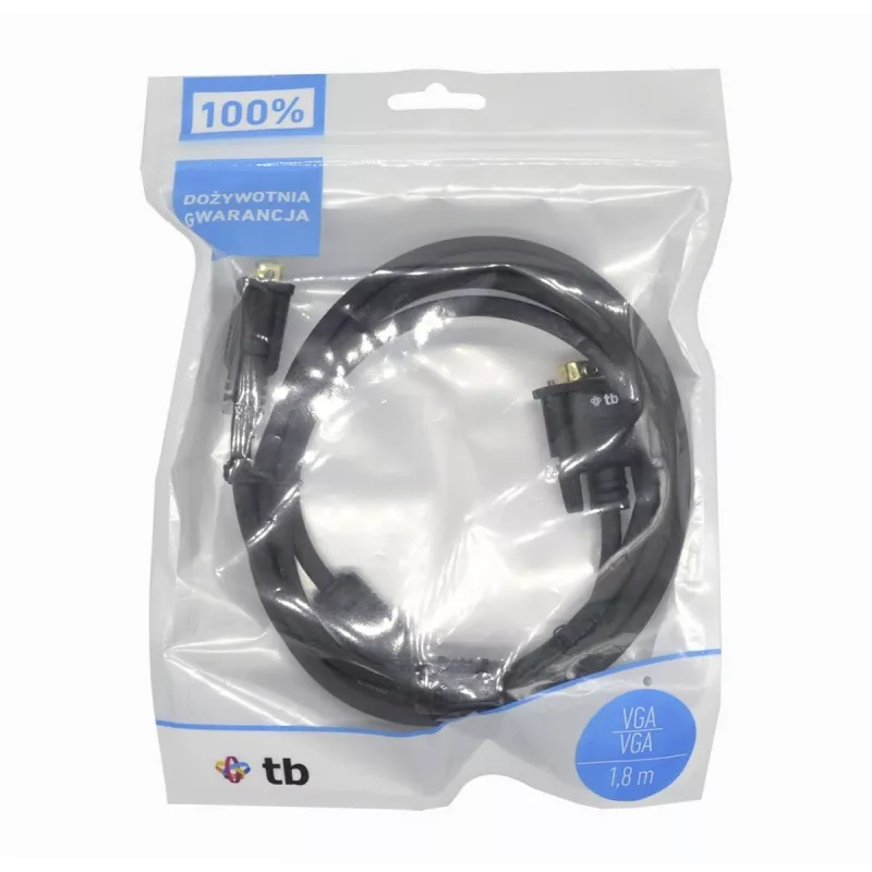 Przewód VGA TB 15M-15M 1,8 m, czarno-złoty (AKTBXVGAMMG180B)