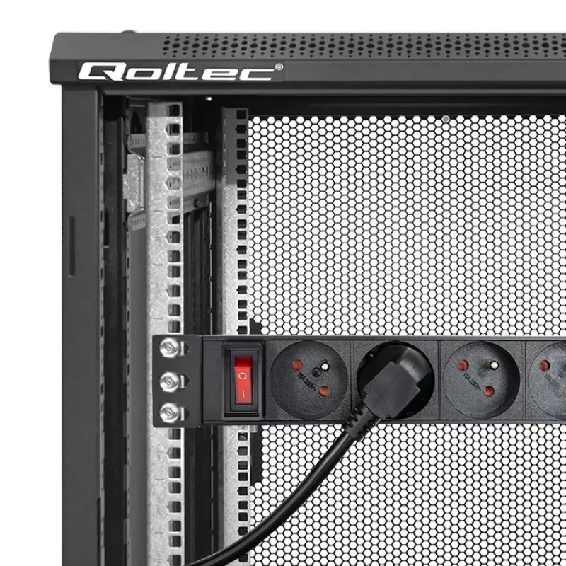 Qoltec Aluminiowa PDU do szafy RACK 10'' | 1U | 16A | 4xFRENCH | 1,8m