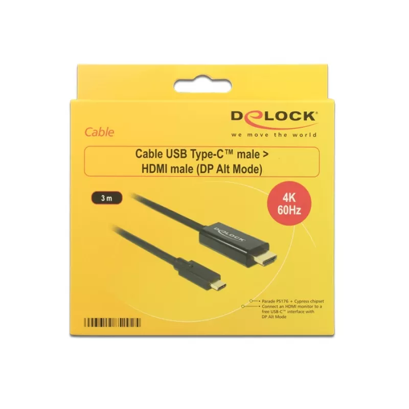 adapter kablowya wideo DeLOCK 85292 USB Type-C na HDMI 3m Czarny