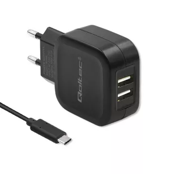 Qoltec 50188 ładowarka do urządzeń mobilnych Laptop, Smartfon, Smartwatch, Tablet, Telefon, Uniwersalna Czarna AC, DC do użytku wewnętrznego