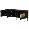 Szafka TV cama meble INSERTO 3D 143,5x40x61,5 cm czarna z LED, blat z płyty wiórowej