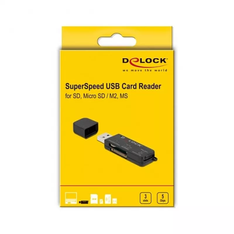 Czytnik kart DeLOCK SuperSpeed USB dla SD Micro SD MS