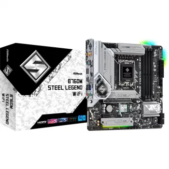 Płyta główna ASRock B760M Steel Legend WiFi — Intel B760, LGA 1700, micro ATX, DDR5, 4 DIMM, 128GB, Wi‑Fi 6E, LAN 2.5Gb