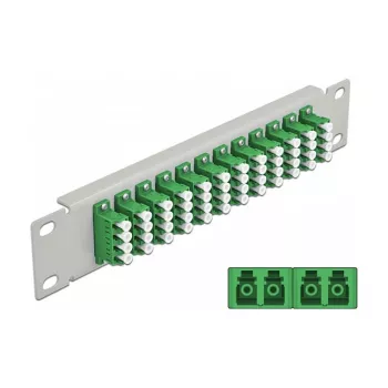 Panel krosowy światłowodowy DeLOCK 10 cali 12 portów LC Quad zielony 1U szary