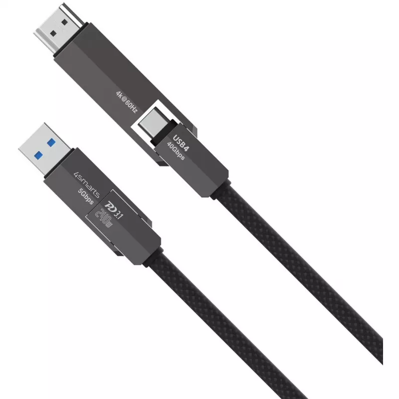 Kabel USB4 HDMI 4smarts ComboCord 240W 1.5 m – USB4 na HDMI, zasilanie 240W, długość 1,5m