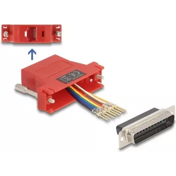 Zestaw montażowy DeLOCK D-Sub 25 pin żeński na RJ45 żeński czerwony VGA RJ-45