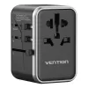 Adapter podróżny Vention FJFB0 65W — 2× USB-C PD/PPS, 2× USB-A (QC/BC), wyjście HDMI, aluminium/czarny