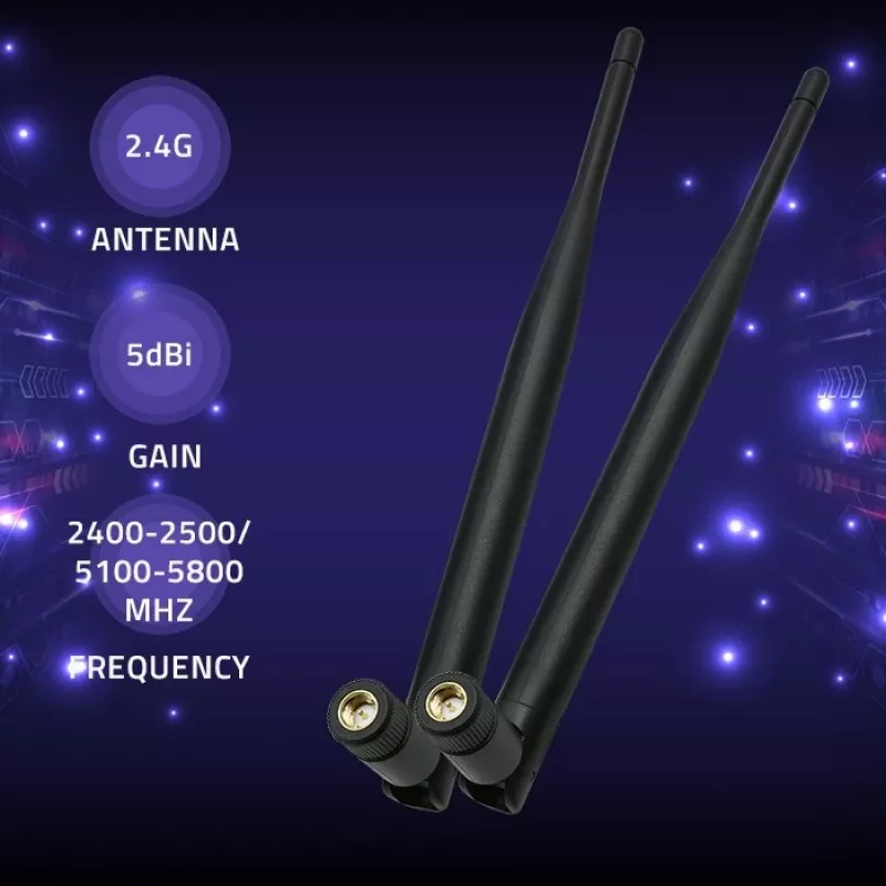 Antena Wi‑Fi wewnętrzna QOLTEC 57046, dwuzakresowa 2,4–2,5 GHz i 5,1–5,8 GHz, 5 dBi, 50 Ω